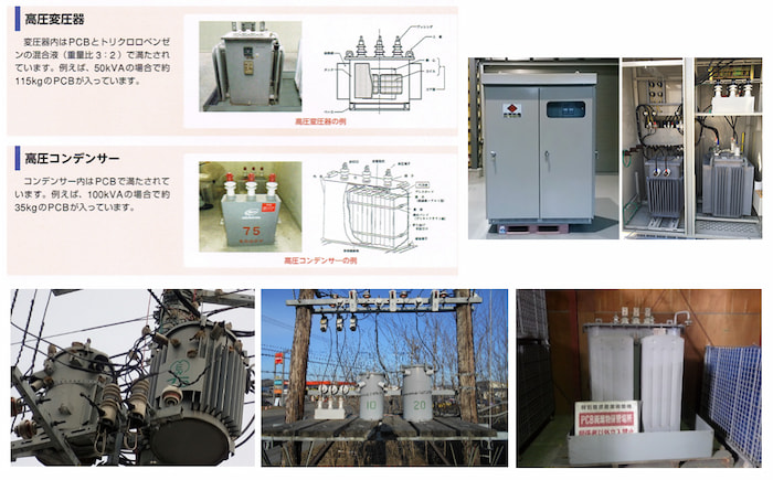 代表的な低濃度PCB廃棄物（電気機器）。高圧変圧器・高圧コンデンサー